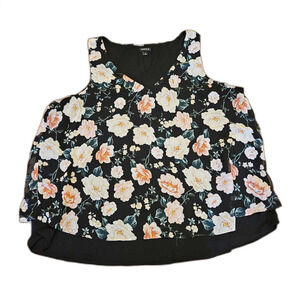 Torrid Womens Dark Floral Sleeveless Top Size 2X V Neck Lightweight Lined